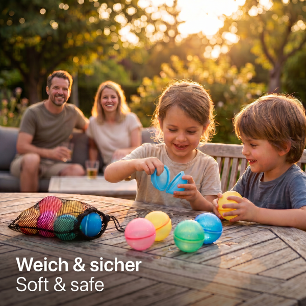 Wasserbomben selbstschließend Wasserballons selbstdichtend für Kinder Nachhaltige Silikon Wasserspiele Draußen Bade Strandspielzeug Sommerspiele im Freien Garten Wasserspielzeug Set Poolpartys Wasserschlachten Outdoor Spiele Kindergeburtstage Sommerpartys